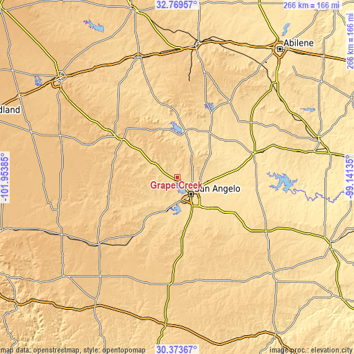 Topographic map of Grape Creek