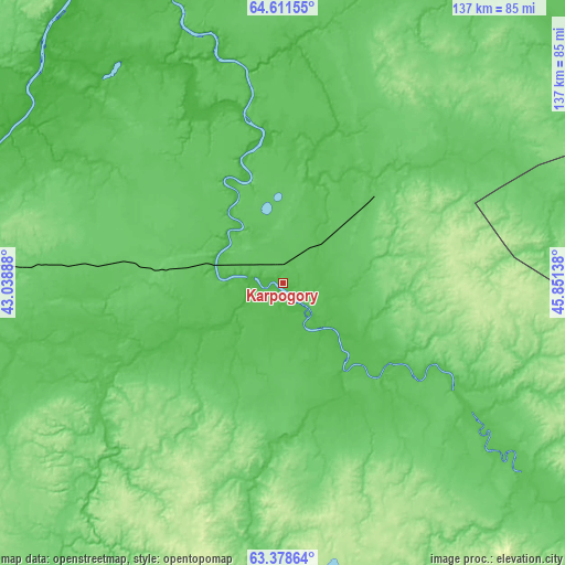 Topographic map of Karpogory