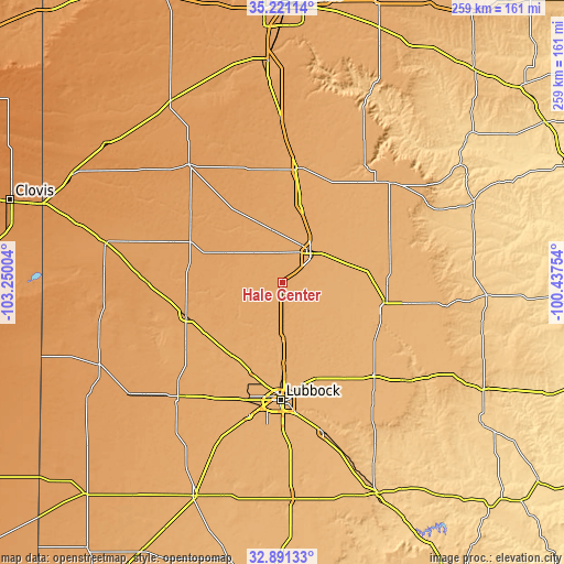 Topographic map of Hale Center