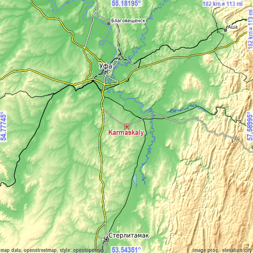 Topographic map of Karmaskaly