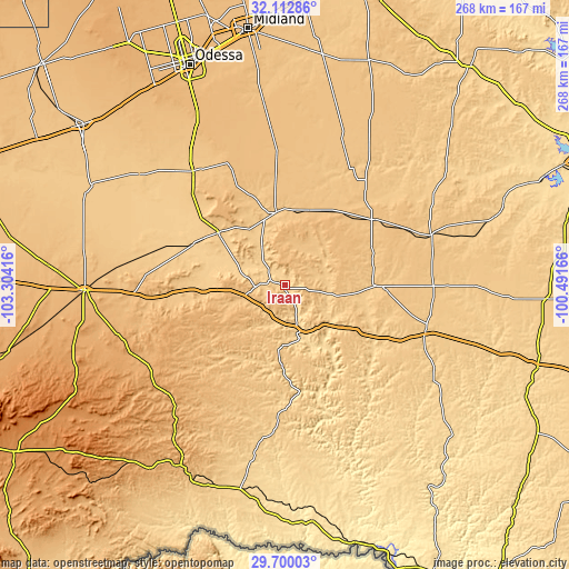 Topographic map of Iraan