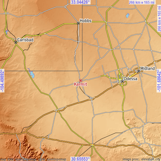 Topographic map of Kermit