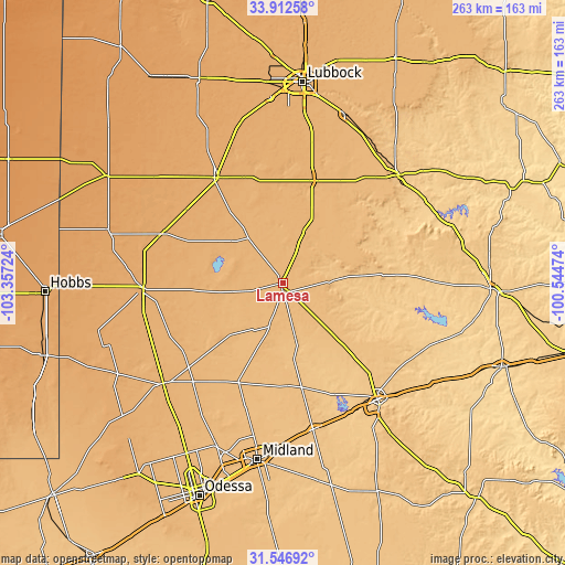 Topographic map of Lamesa