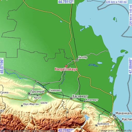 Topographic map of Kargalinskaya