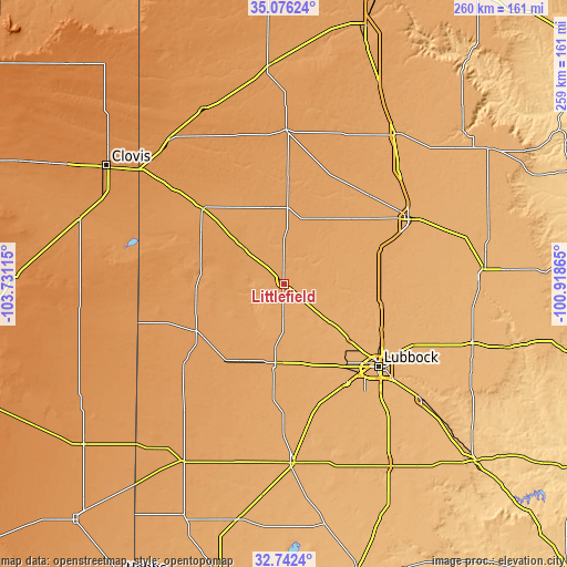 Topographic map of Littlefield