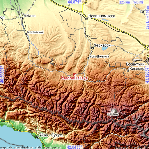 Topographic map of Kardonikskaya