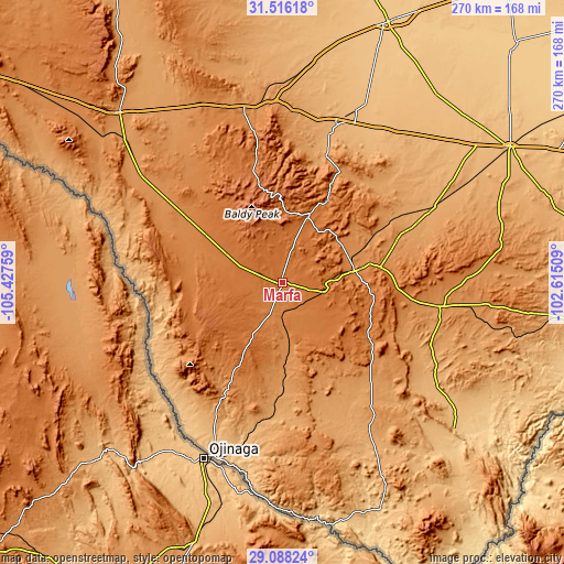 Topographic map of Marfa