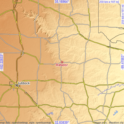 Topographic map of Matador