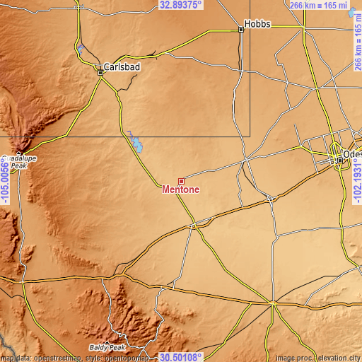 Topographic map of Mentone