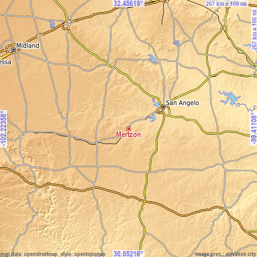 Topographic map of Mertzon