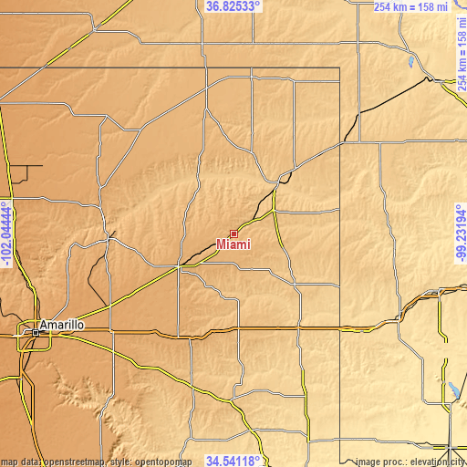 Topographic map of Miami