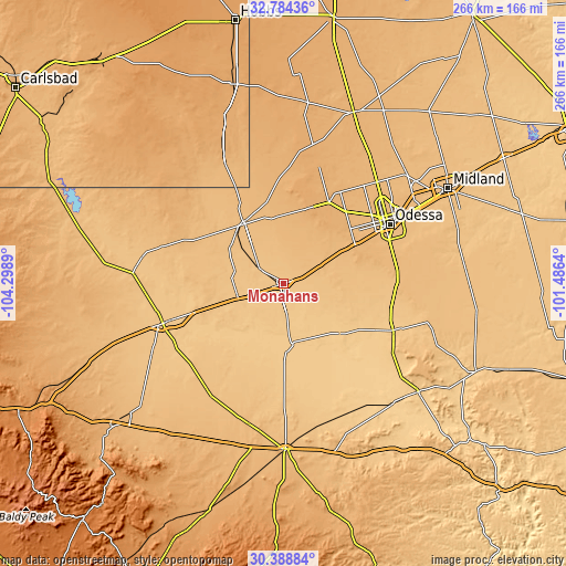 Topographic map of Monahans