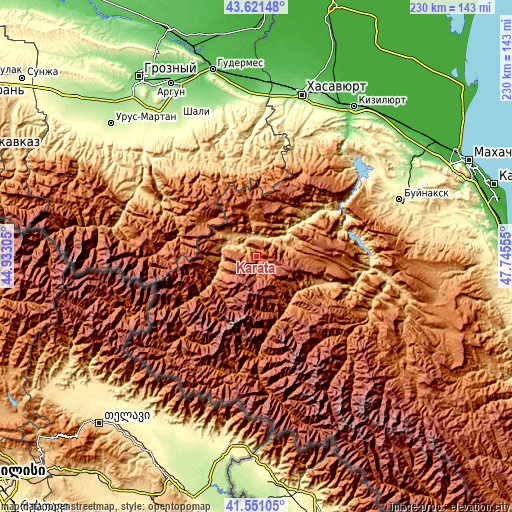 Topographic map of Karata