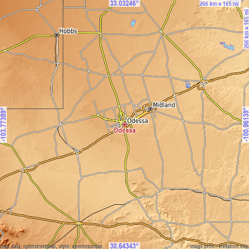 Topographic map of Odessa