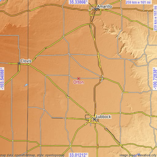 Topographic map of Olton