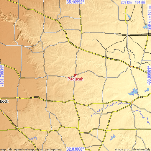 Topographic map of Paducah