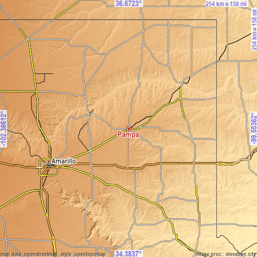 Topographic map of Pampa