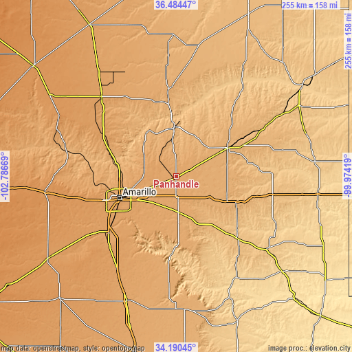 Topographic map of Panhandle