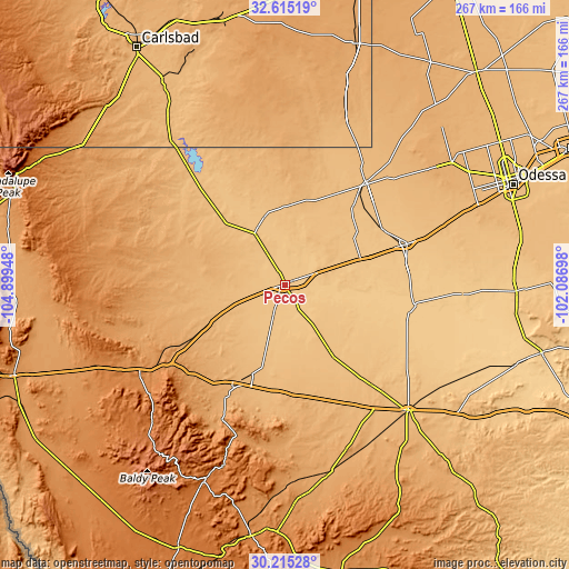 Topographic map of Pecos