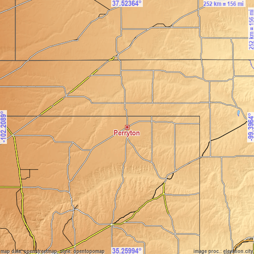 Topographic map of Perryton