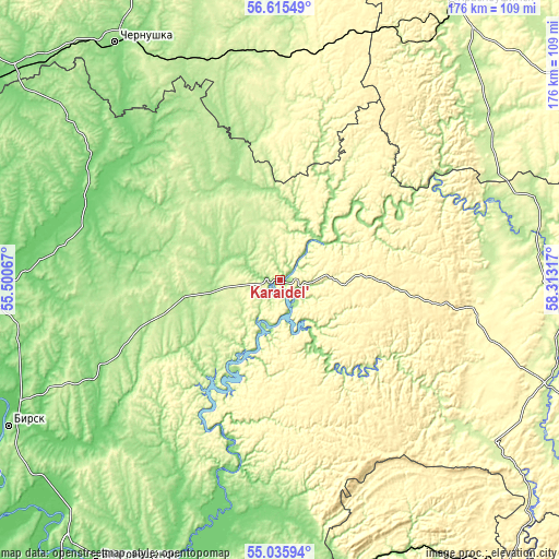 Topographic map of Karaidel’