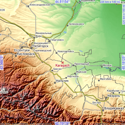 Topographic map of Karagach
