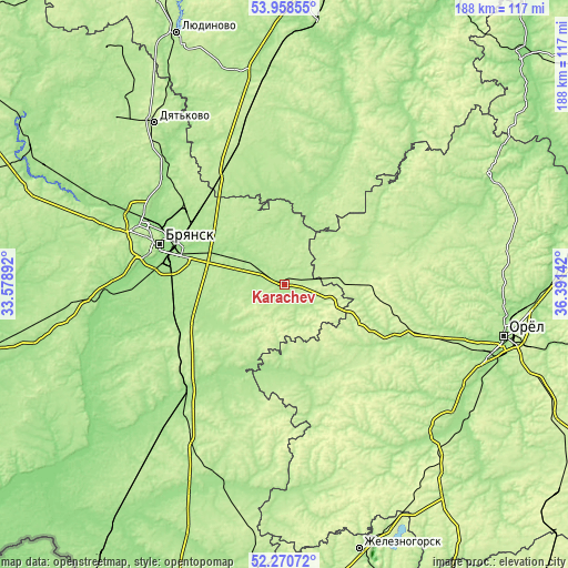 Topographic map of Karachev