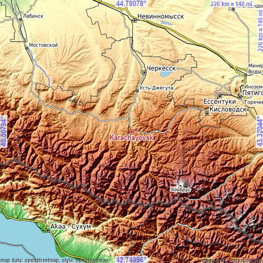 Topographic map of Karachayevsk