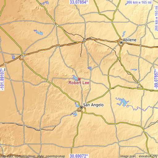 Topographic map of Robert Lee