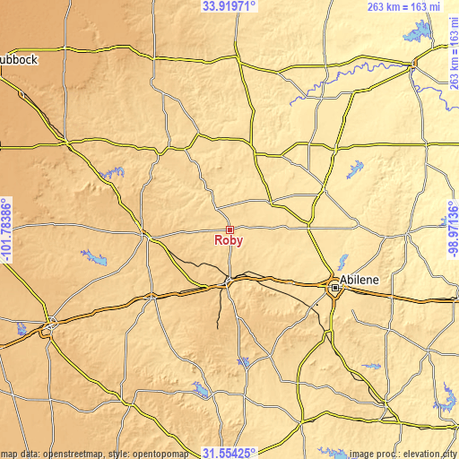 Topographic map of Roby