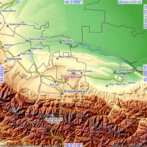 Topographic map of Karabulak