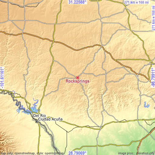 Topographic map of Rocksprings