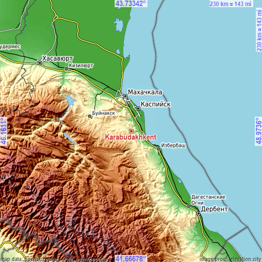 Topographic map of Karabudakhkent