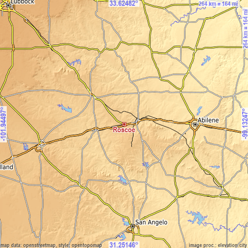 Topographic map of Roscoe