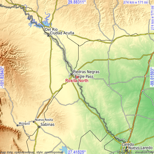 Topographic map of Rosita North