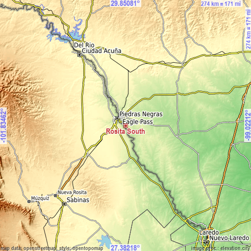 Topographic map of Rosita South