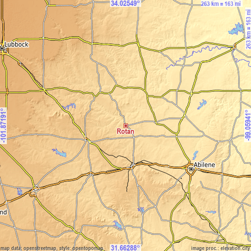 Topographic map of Rotan