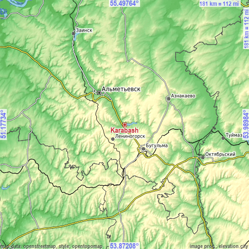 Topographic map of Karabash