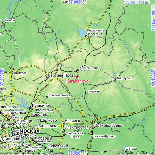 Topographic map of Karabanovo