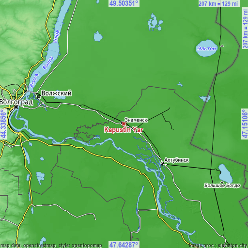 Topographic map of Kapustin Yar