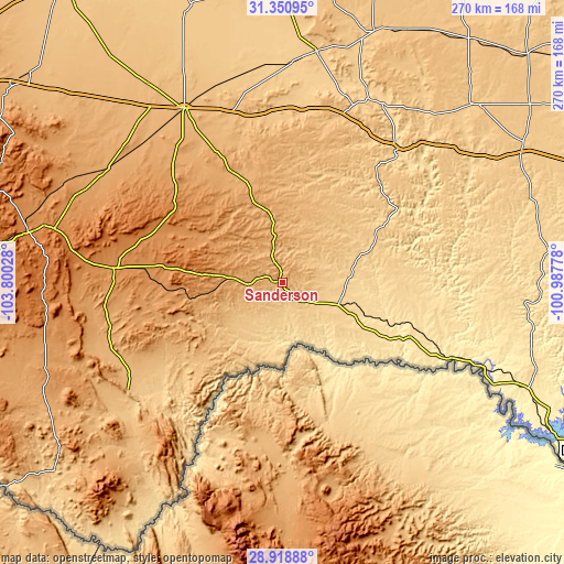 Topographic map of Sanderson