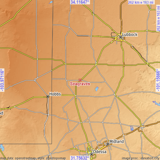 Topographic map of Seagraves