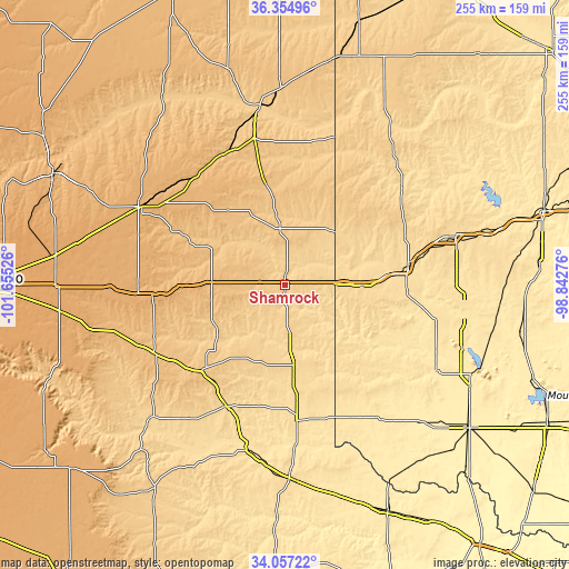 Topographic map of Shamrock