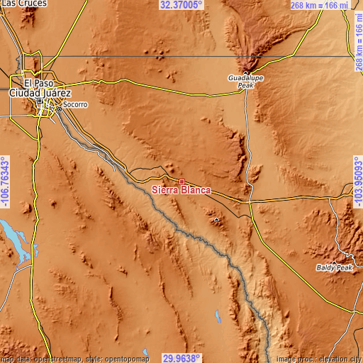 Topographic map of Sierra Blanca