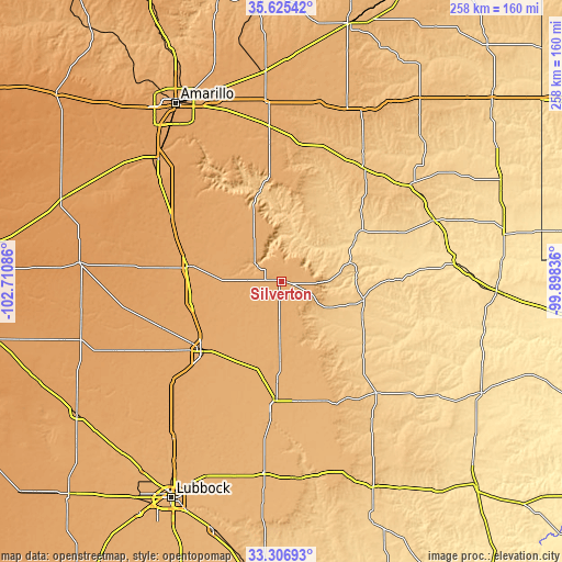 Topographic map of Silverton