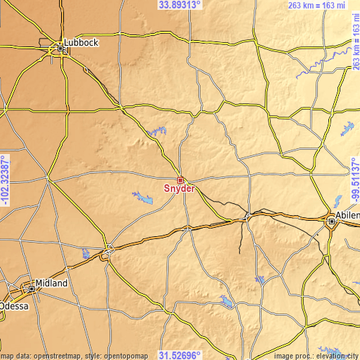 Topographic map of Snyder