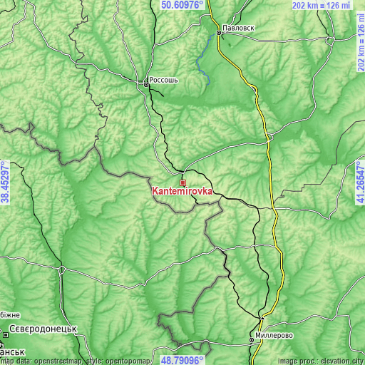 Topographic map of Kantemirovka