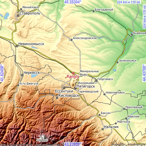 Topographic map of Kangly