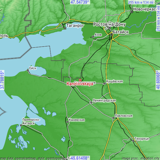 Topographic map of Kanelovskaya