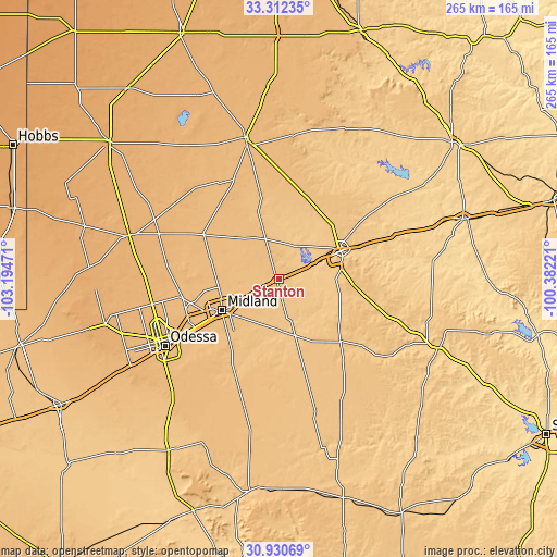 Topographic map of Stanton